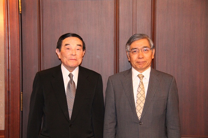 金川千尋FEC会長と黒田東彦日本銀行総裁